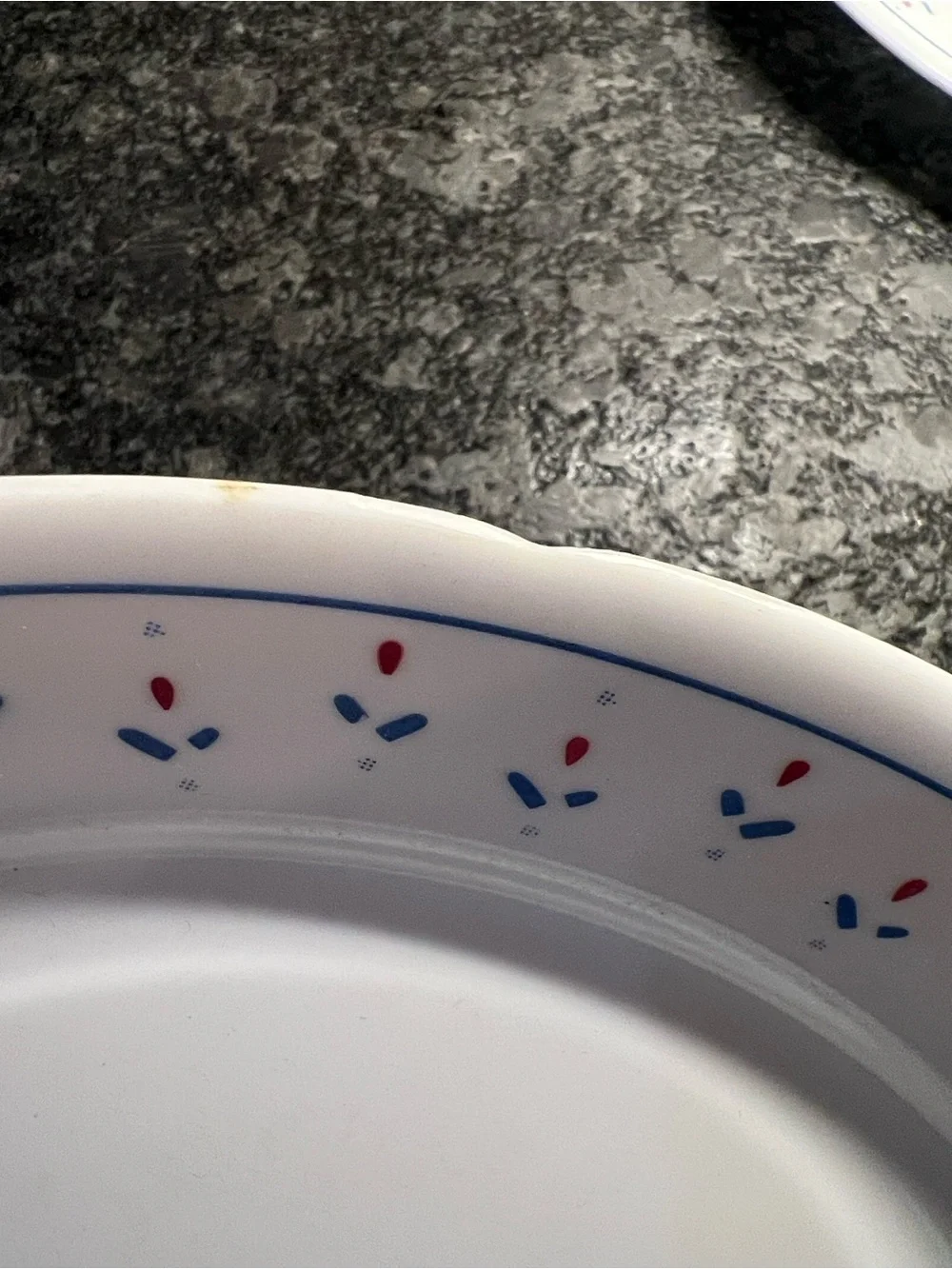 Corelle RETIRED NORMANDY 10” Dinner Plates with Blue and Pink Floral Border